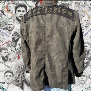 RARE Affliction Men's Military Style Jacket in Gray Camouflage